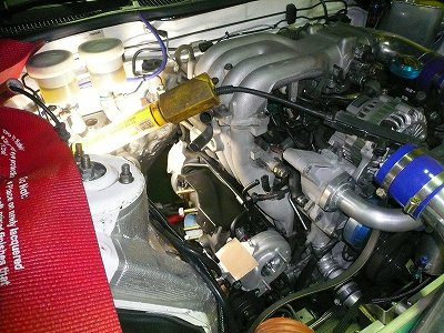 クリックすると拡大します。 FD3S用 BBHF(ボールベアリングハイフロータービン)テスト準備